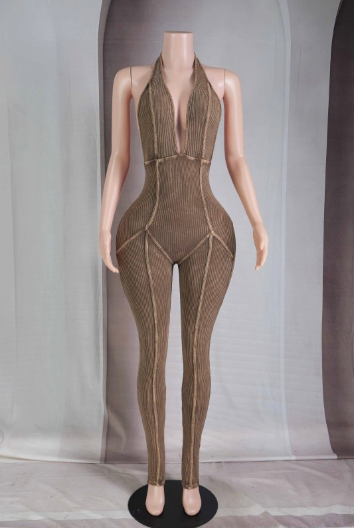 Backless mineral wash jumpsuit