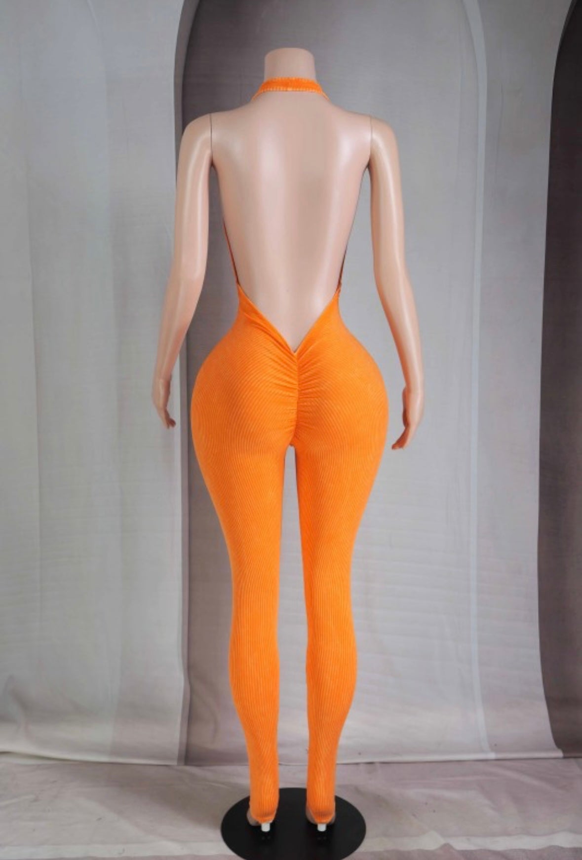 Backless mineral wash jumpsuit