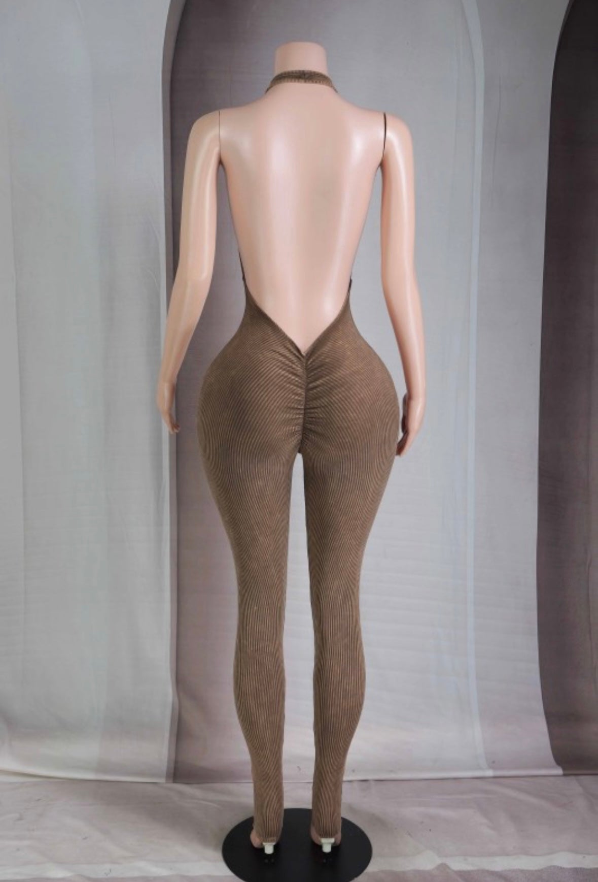 Backless mineral wash jumpsuit