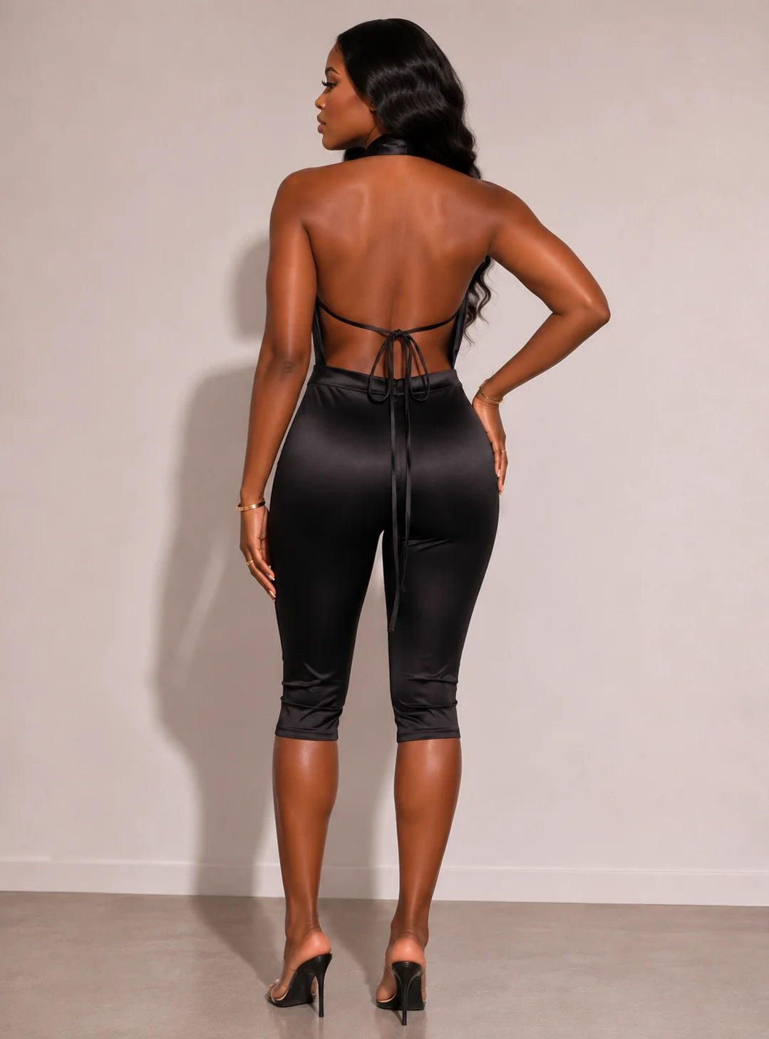 Satin capri romper
