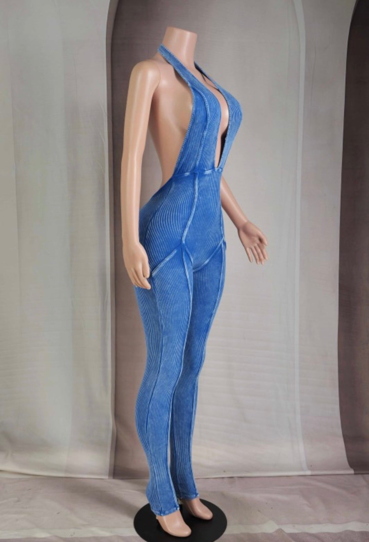 Backless mineral wash jumpsuit