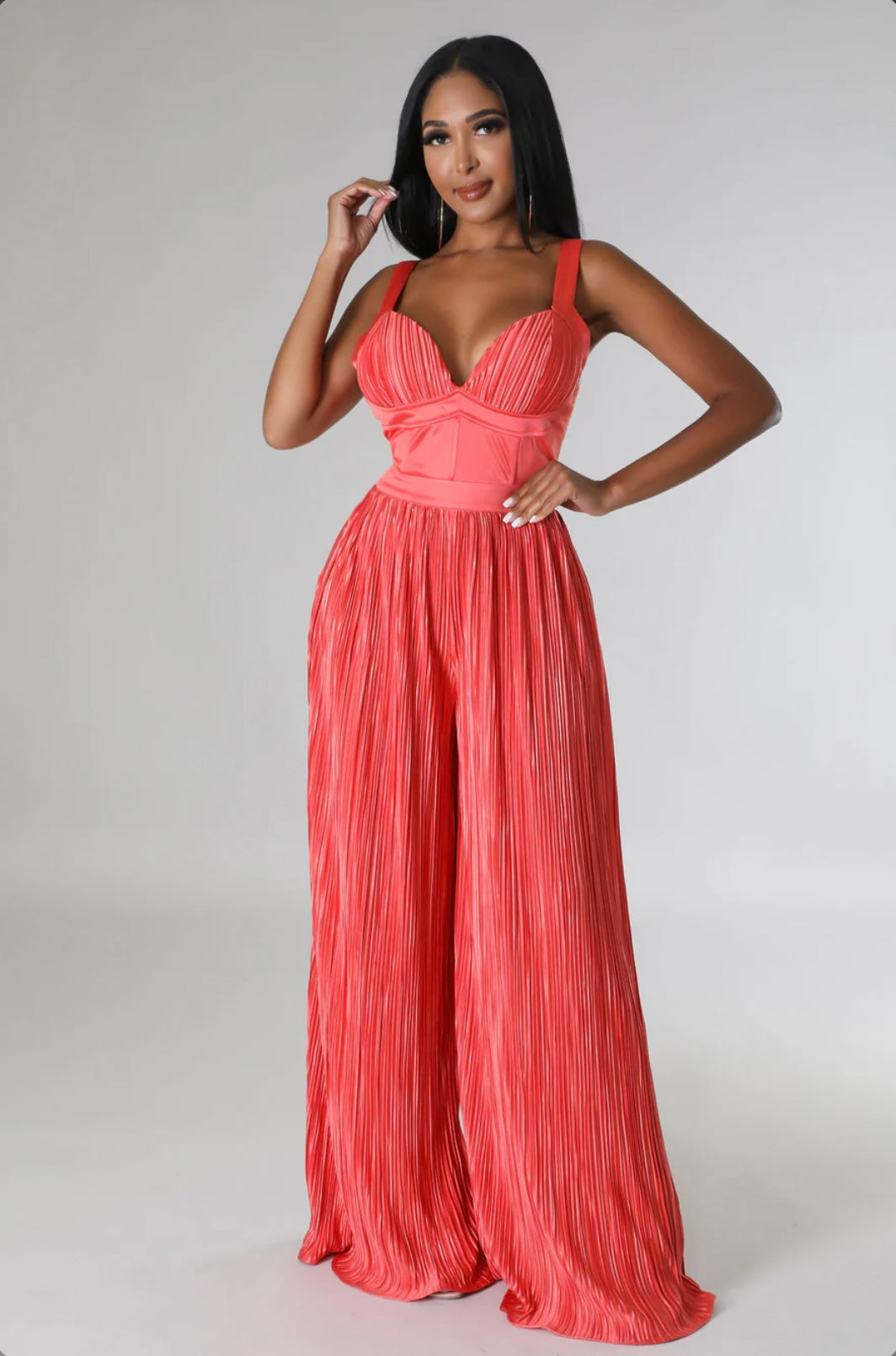 Satin wide leg jumpsuit