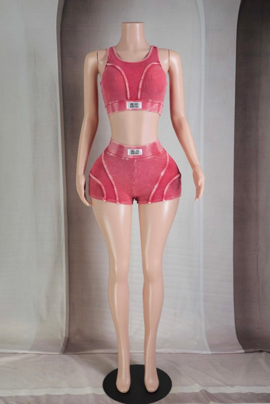 Mineral wash two tone short set