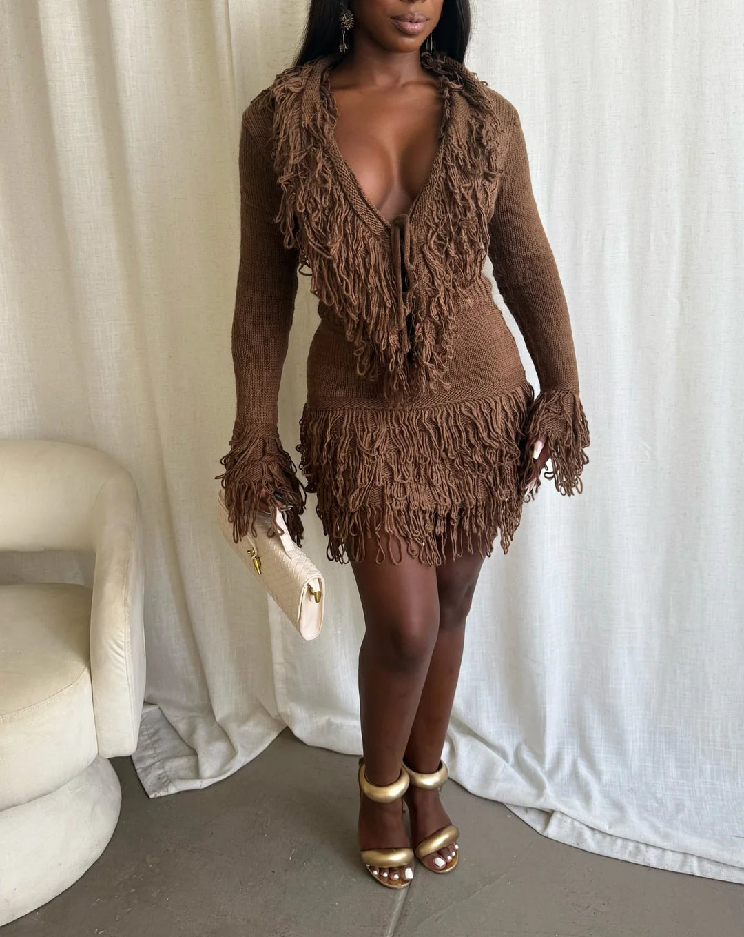 Knitted 🧶 tassel skirt set