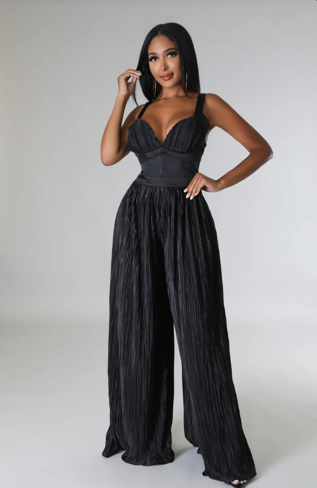 Satin wide leg jumpsuit