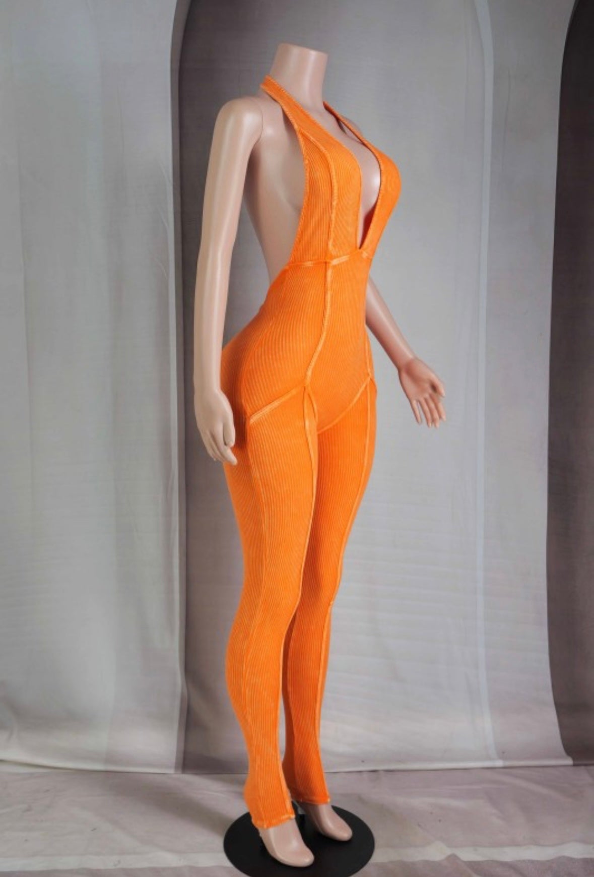 Backless mineral wash jumpsuit