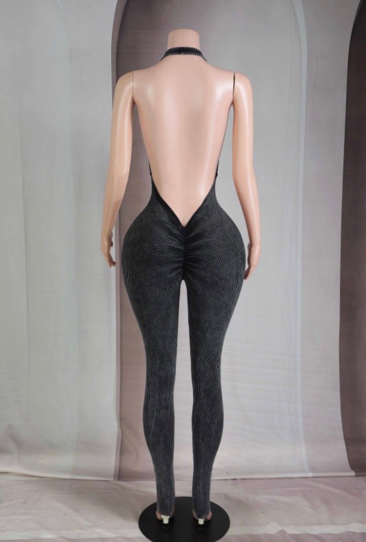 Backless mineral wash jumpsuit