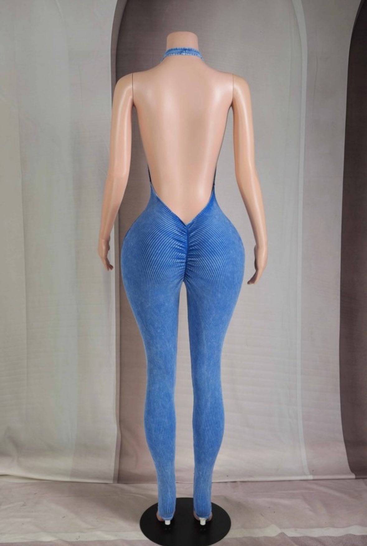 Backless mineral wash jumpsuit