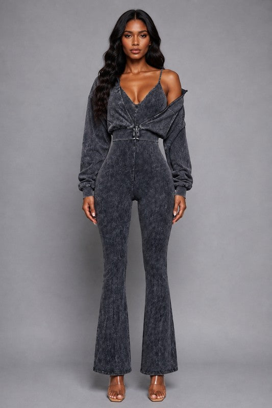 Mineral wash jumpsuit set