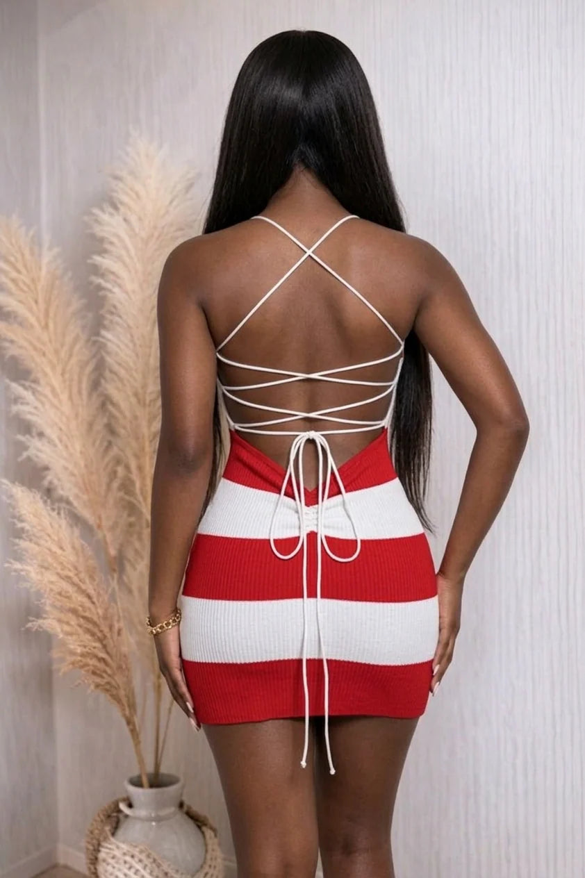 Stripped short dress