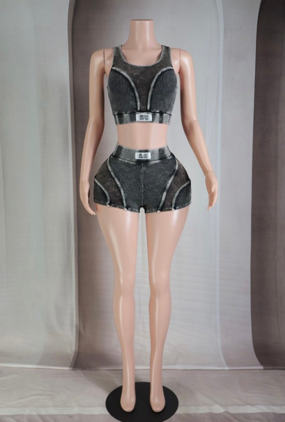 Mineral wash two tone short set