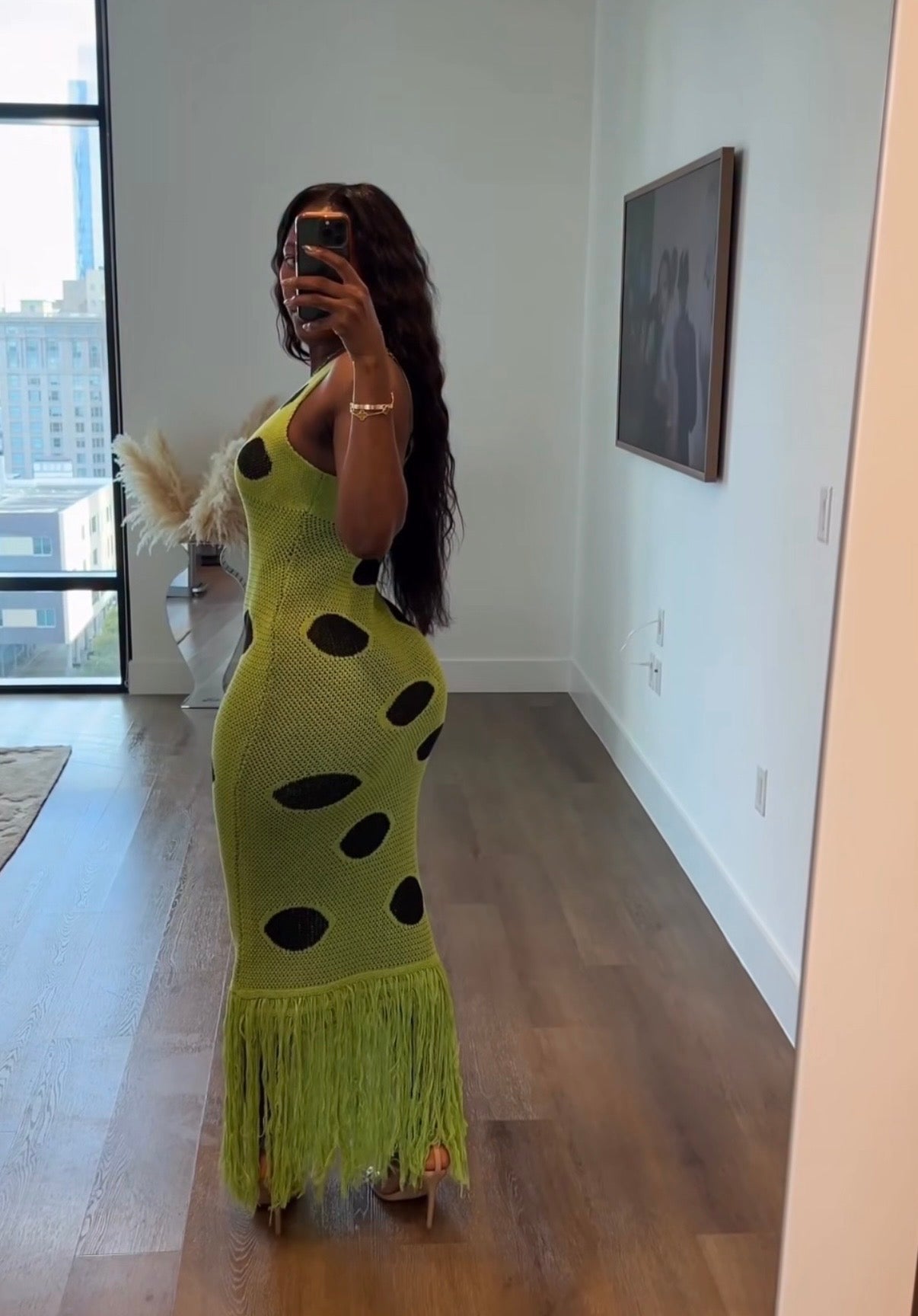 Kiwi tassel dress 🥝