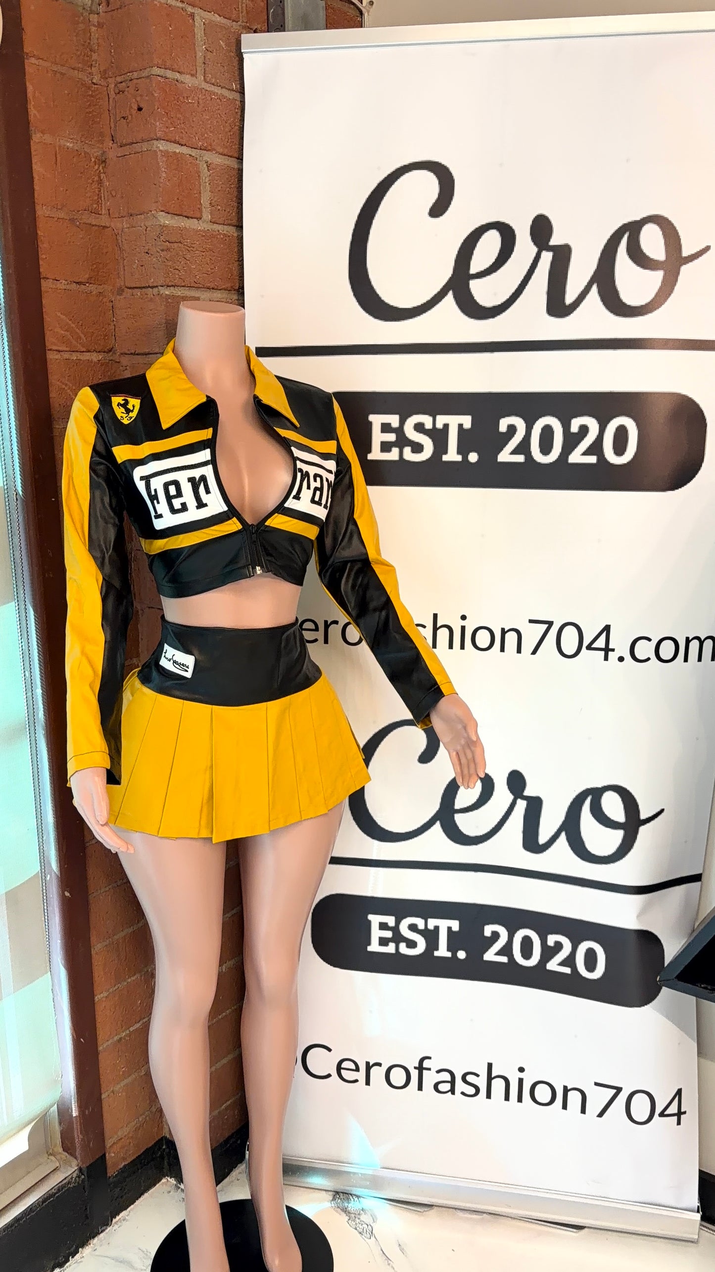 FERRARI LEATHER SKIRT SET