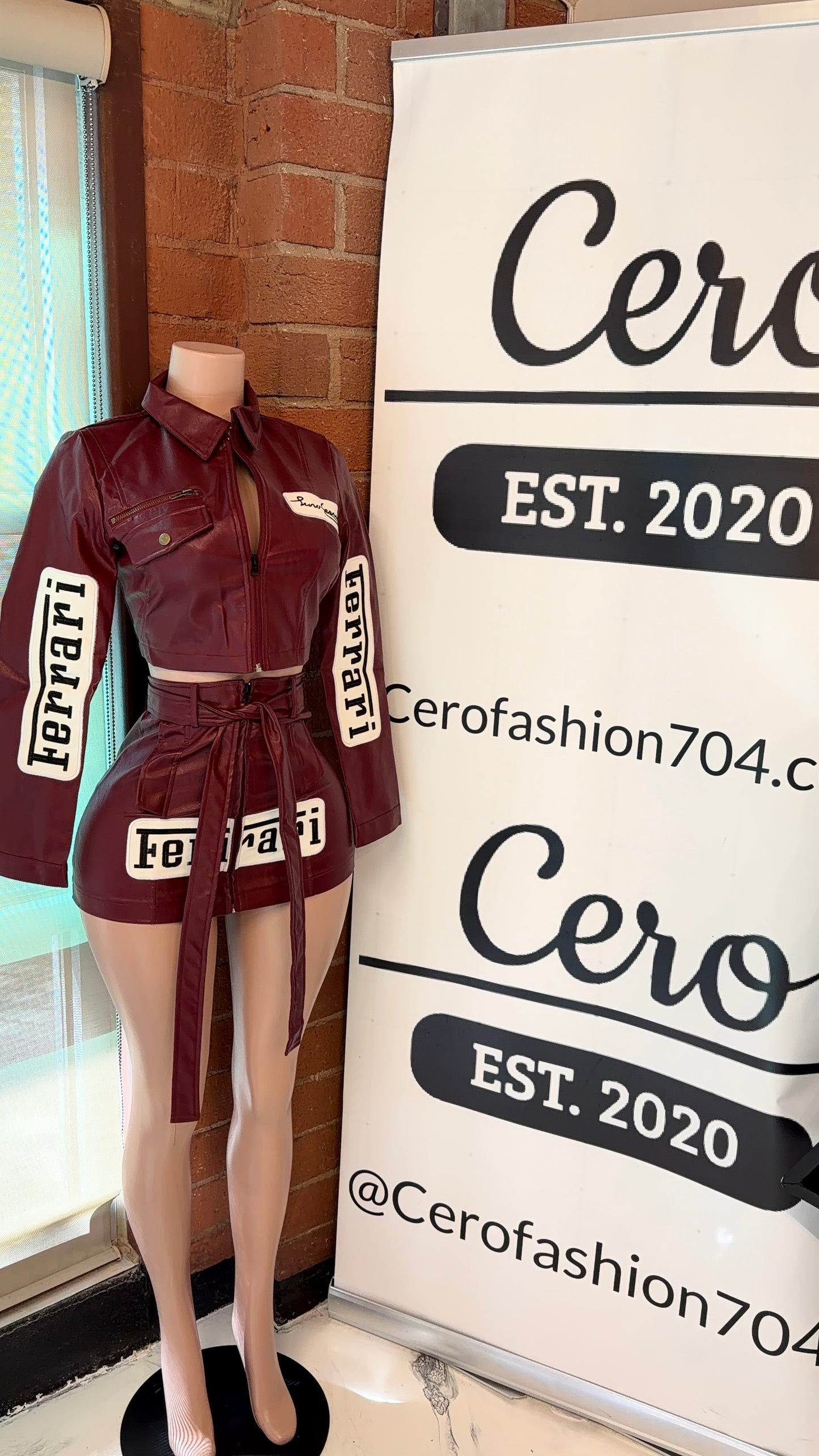 FERRARI LEATHER SKIRT SET