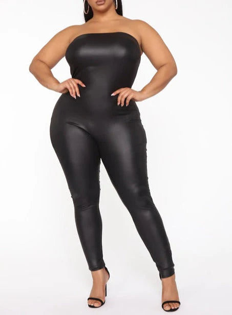 Leather tube jumpsuit