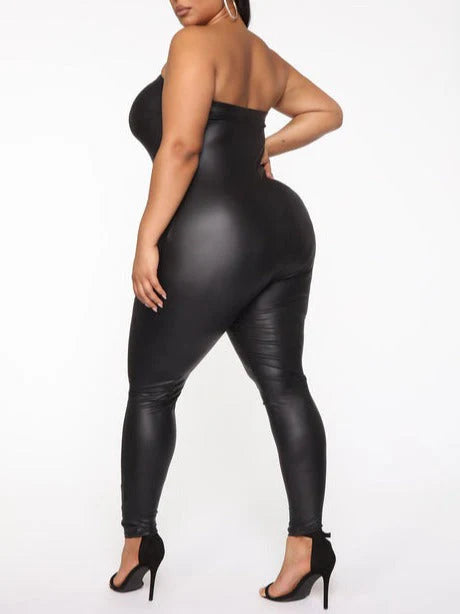 Leather tube jumpsuit
