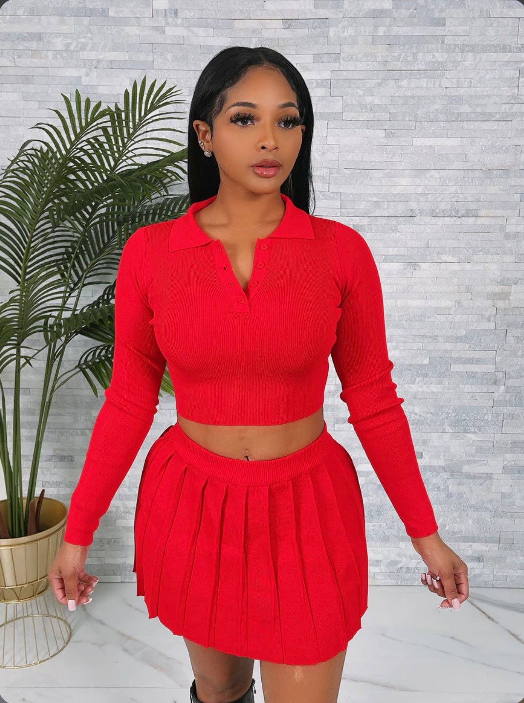 Collard Knitted skort set