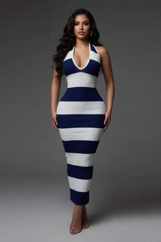 Knitted stripes maxi dress