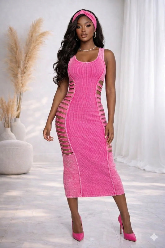 Mineral wash dress with headband