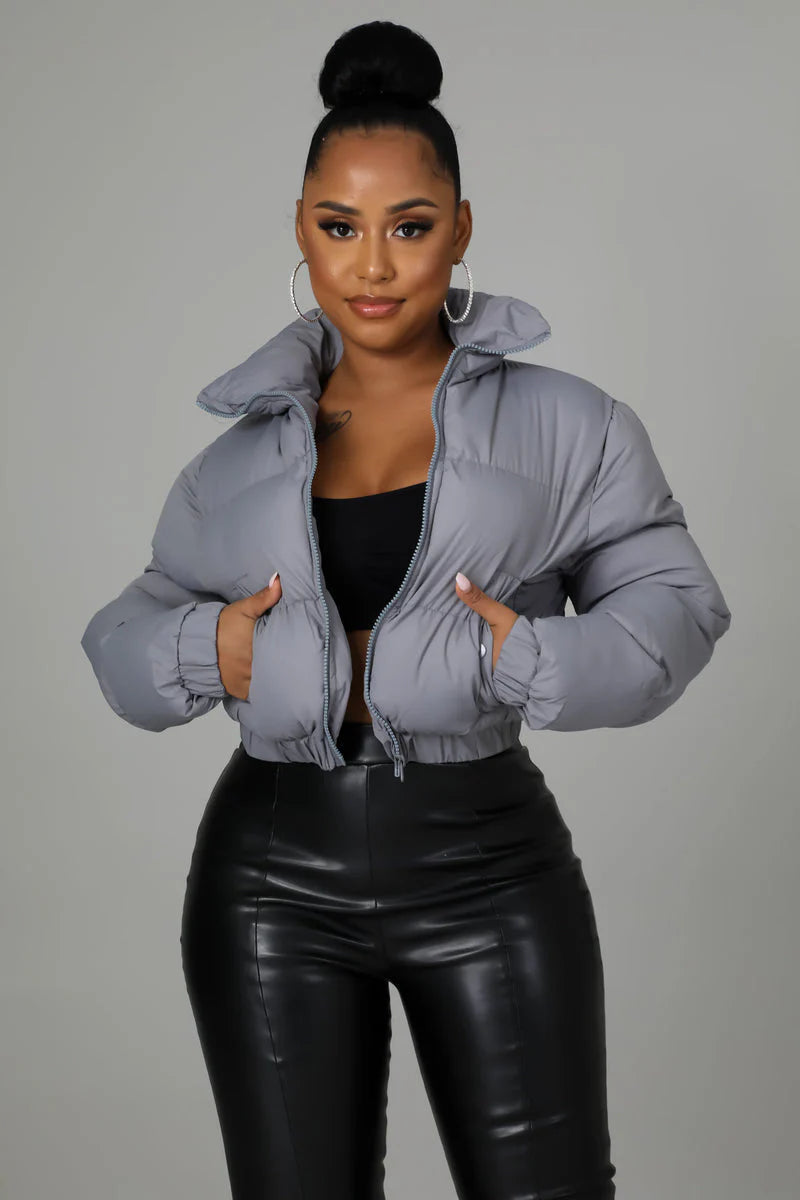 Puffer jacket with pockets