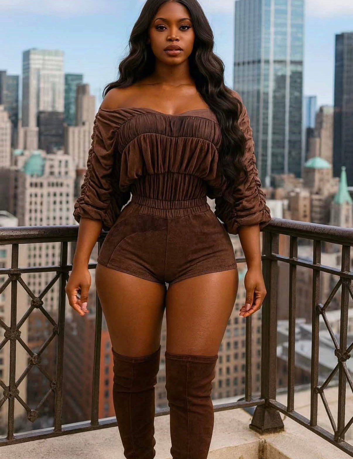 Mineral wash ruffle romper