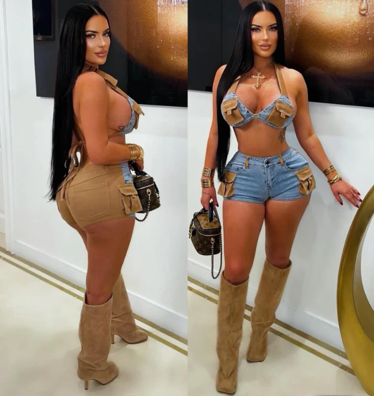 Khaki denim set