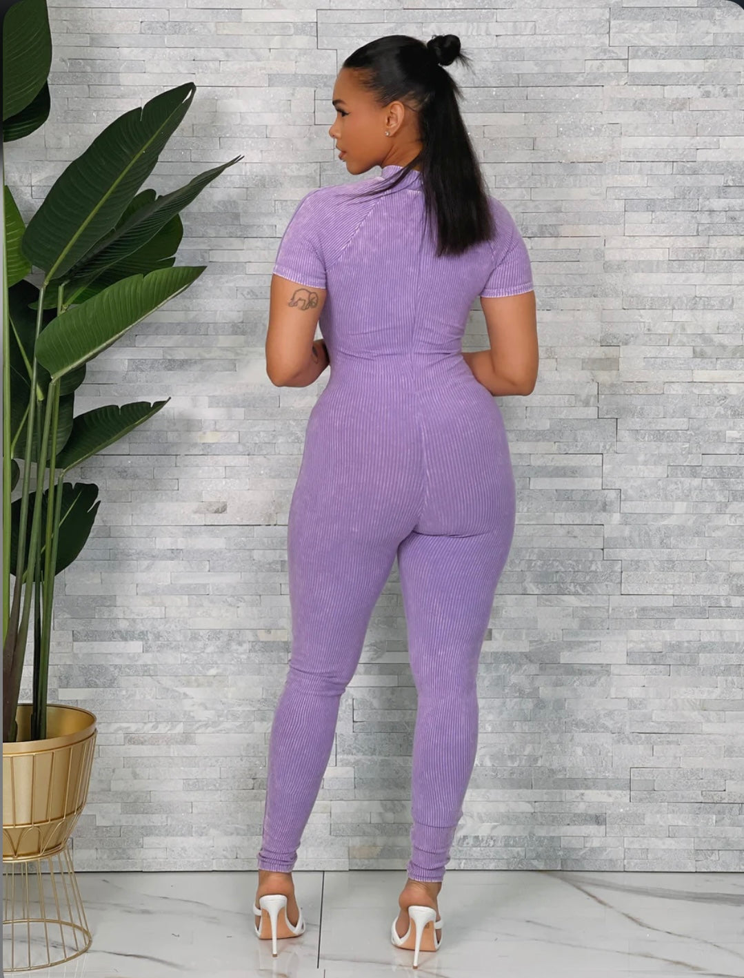 Ribbed shortsleeved jumpsuit