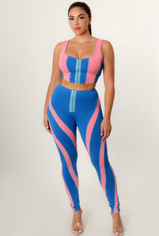 Color blocking legging set