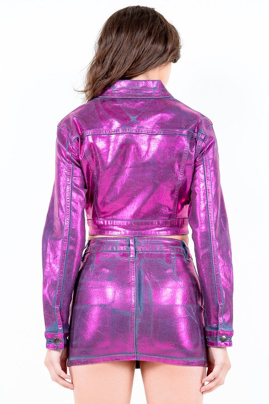 Metallic purple denim foil set