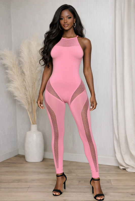 Spring fling mesh jumpsuit