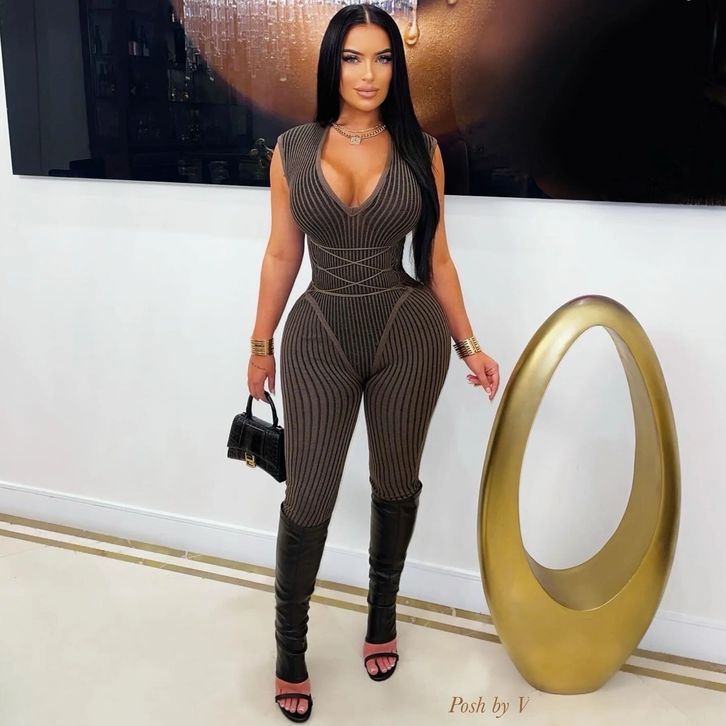 Knitted sweater jumpsuit