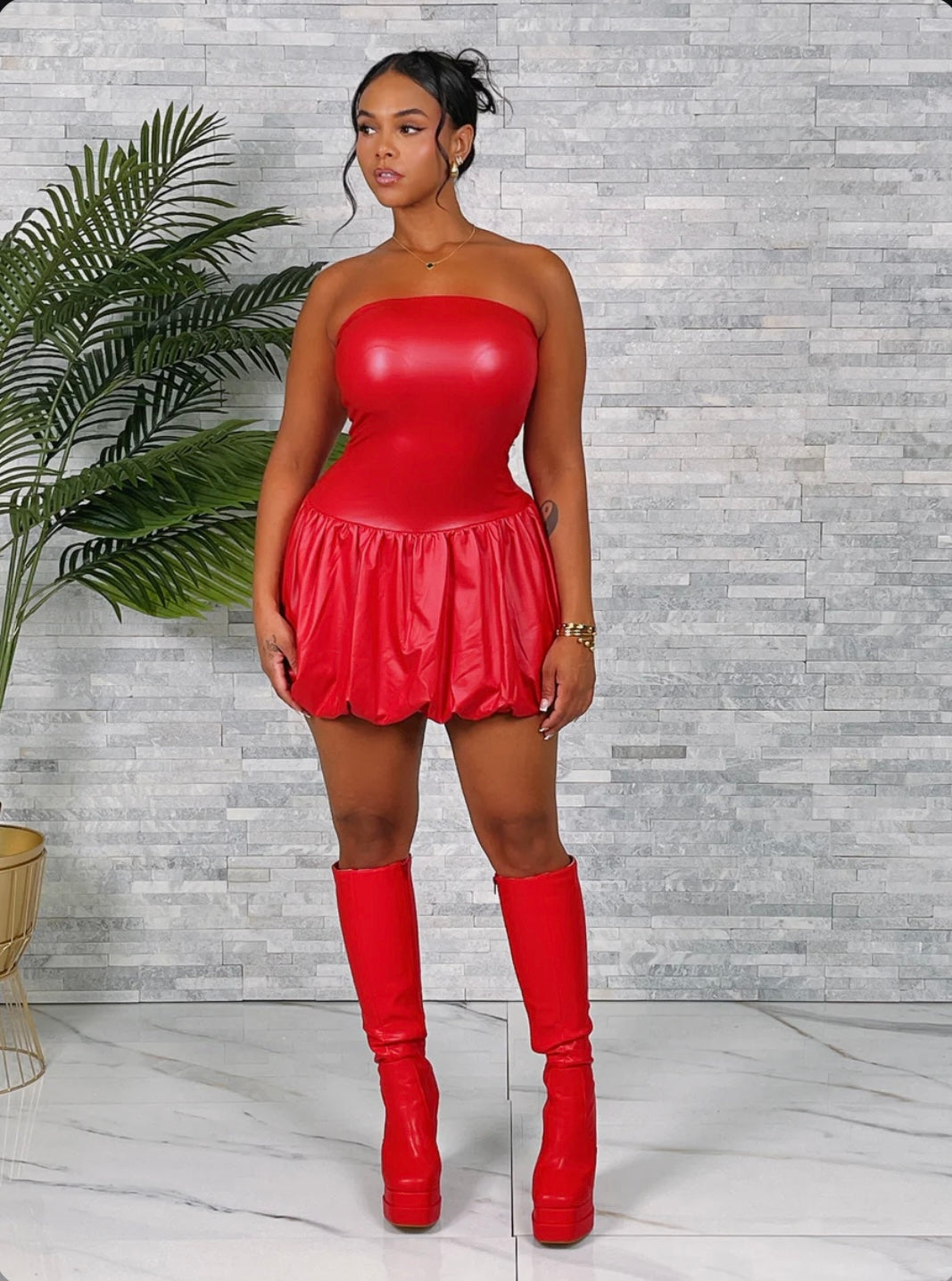 Leather Balloon dress