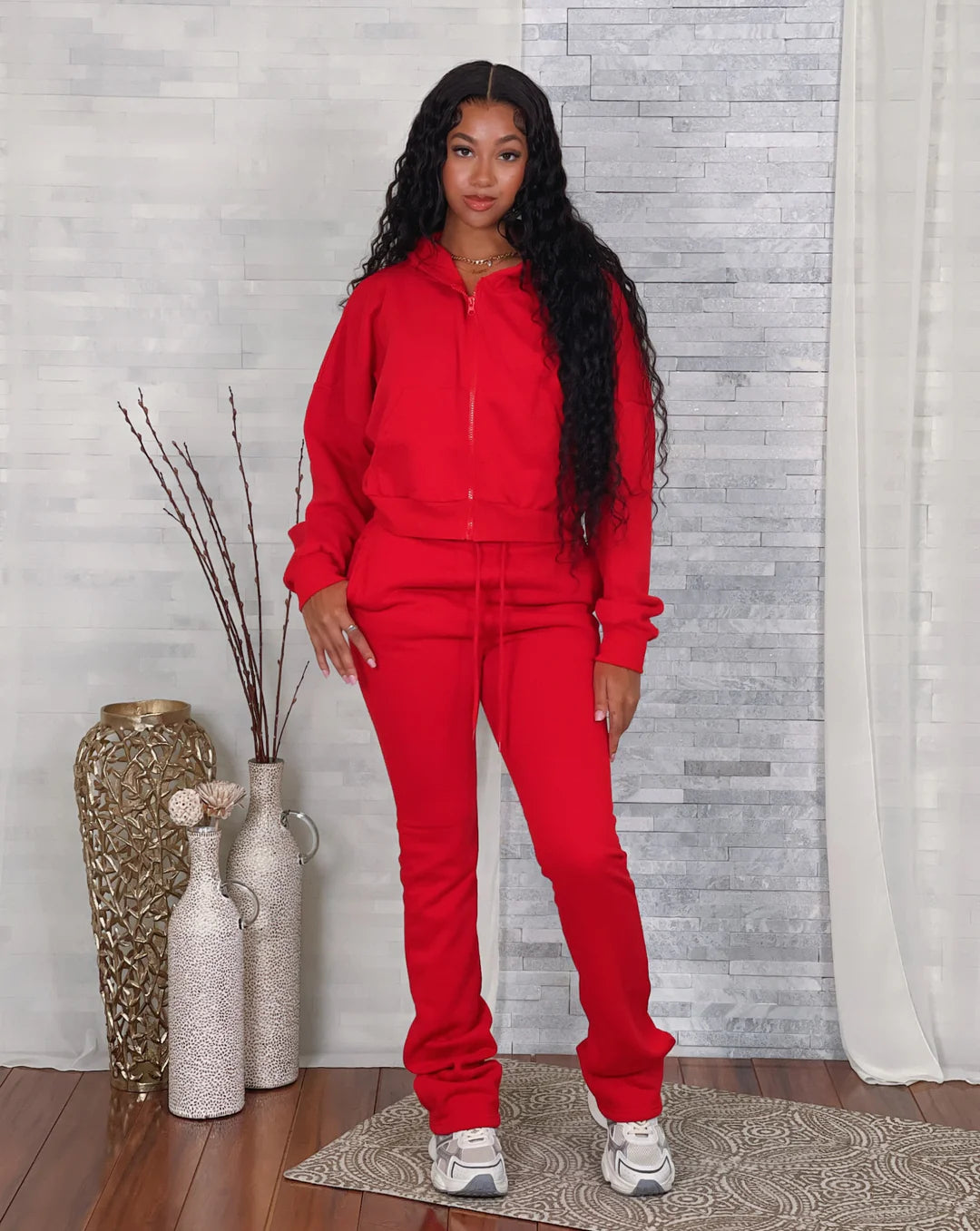 Stacked pants sweat suit