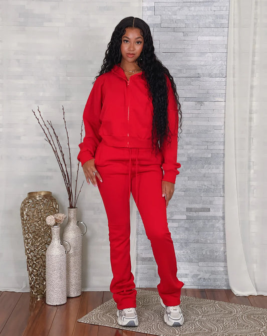 Stacked pants sweat suit