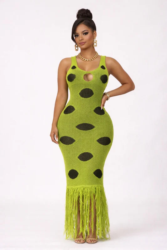 Kiwi tassel dress 🥝