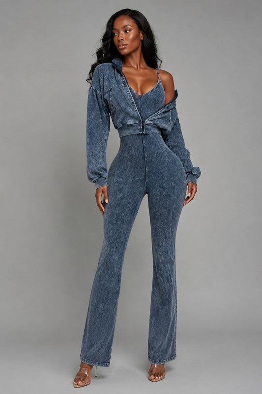 Mineral wash jumpsuit set