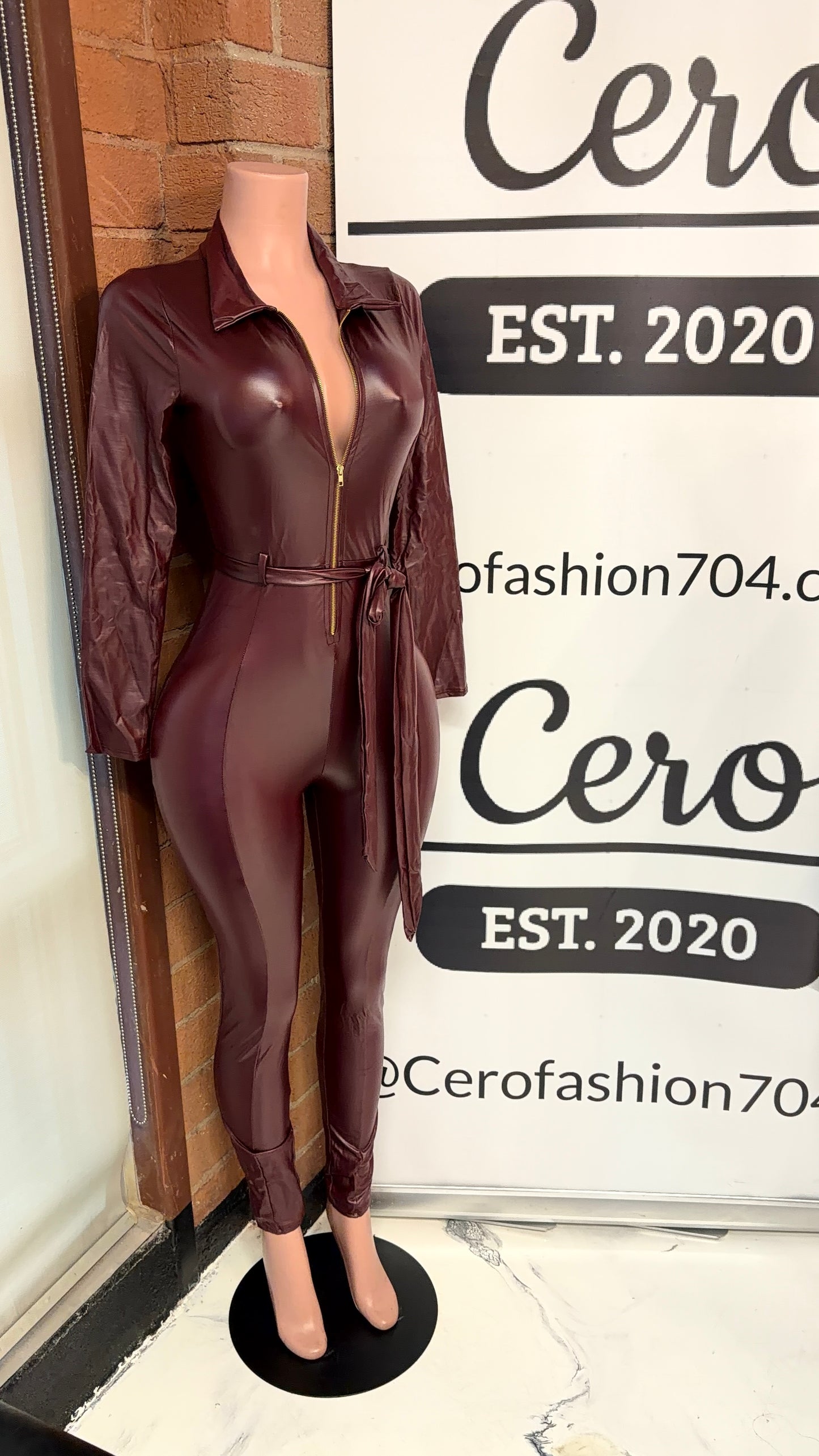 Leather full body jumpsuit