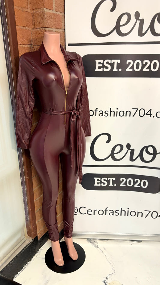 Leather full body jumpsuit