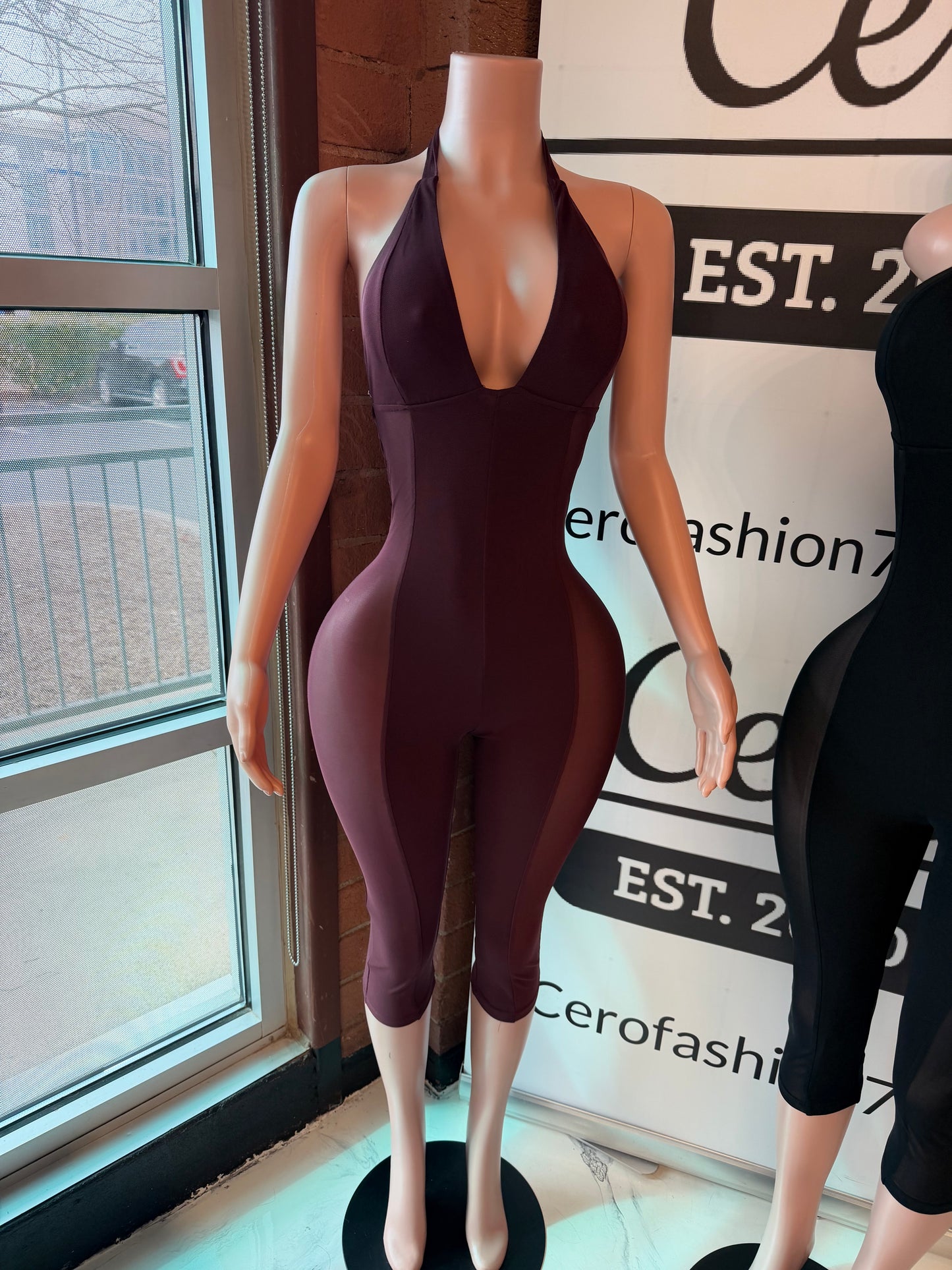 Mesh outline jumpsuit