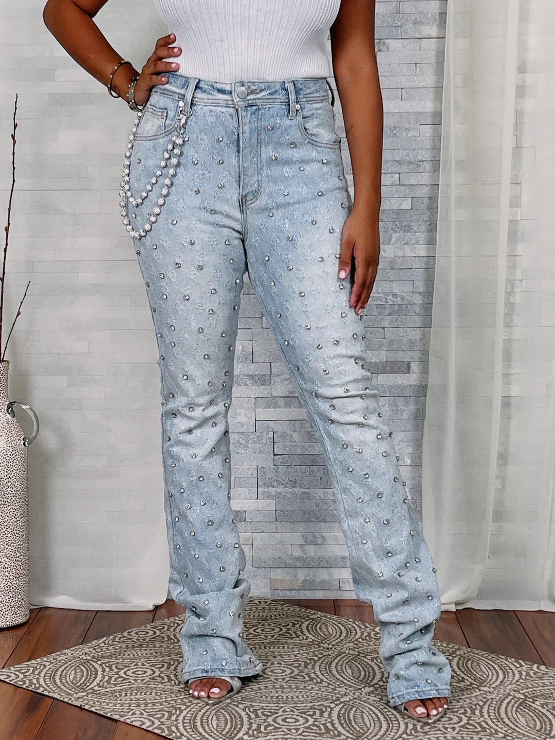Bling stacked pants