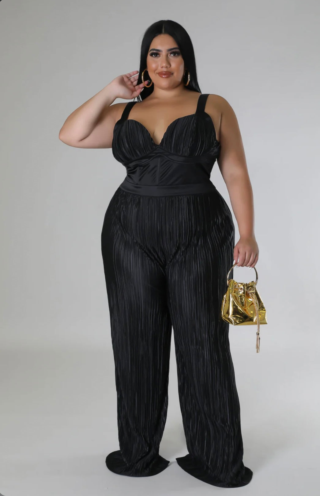 Satin wide leg jumpsuit