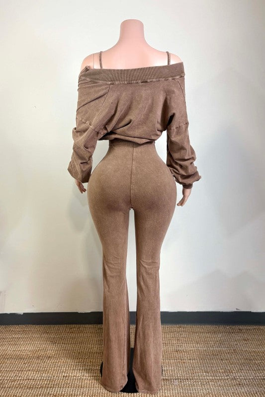 Mineral wash jacket and stack pants jumpsuit