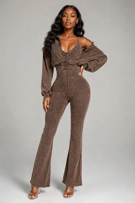 Mineral wash jumpsuit set