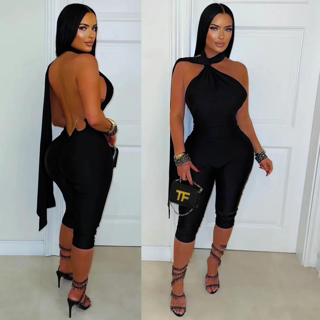 Wrap around capri romper