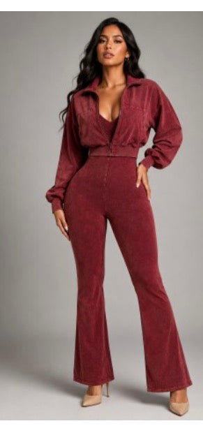 Mineral wash jumpsuit set