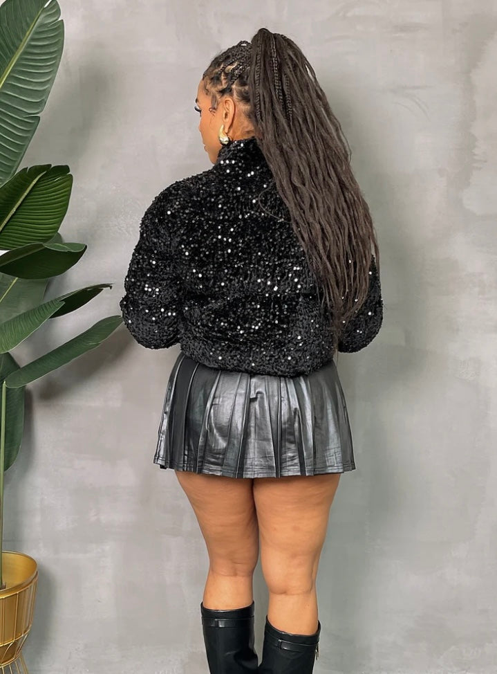 Sequin puffer coat