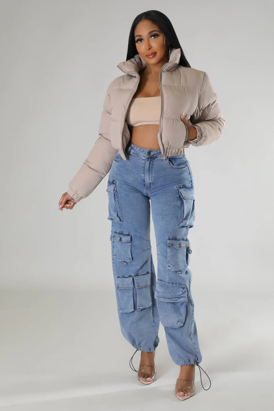 Puffer jacket with pockets