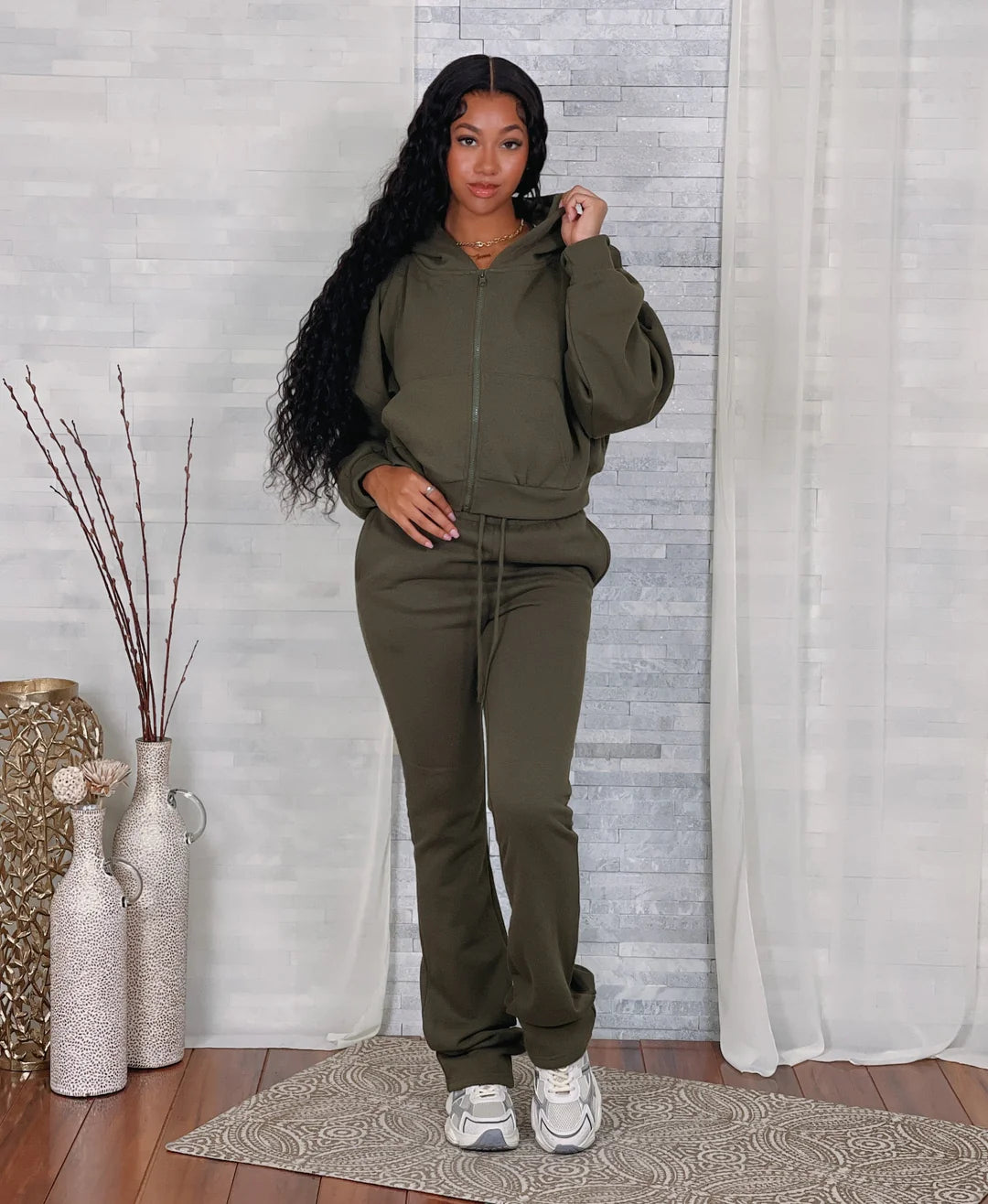 Stacked pants sweat suit