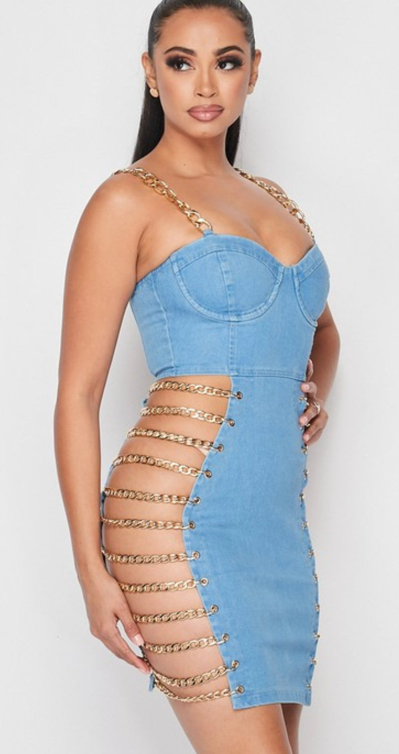 Denim chain dress