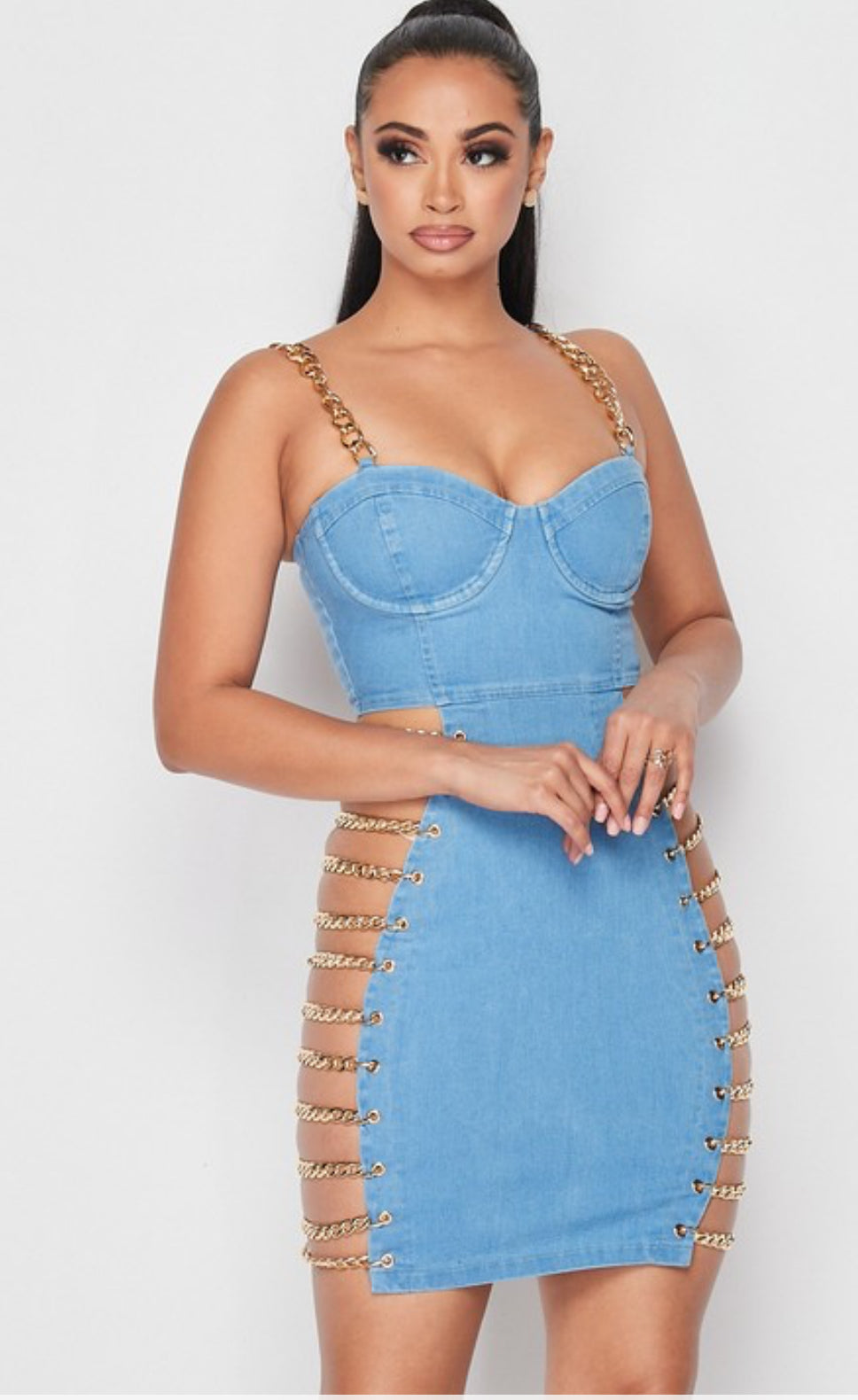 Denim chain dress